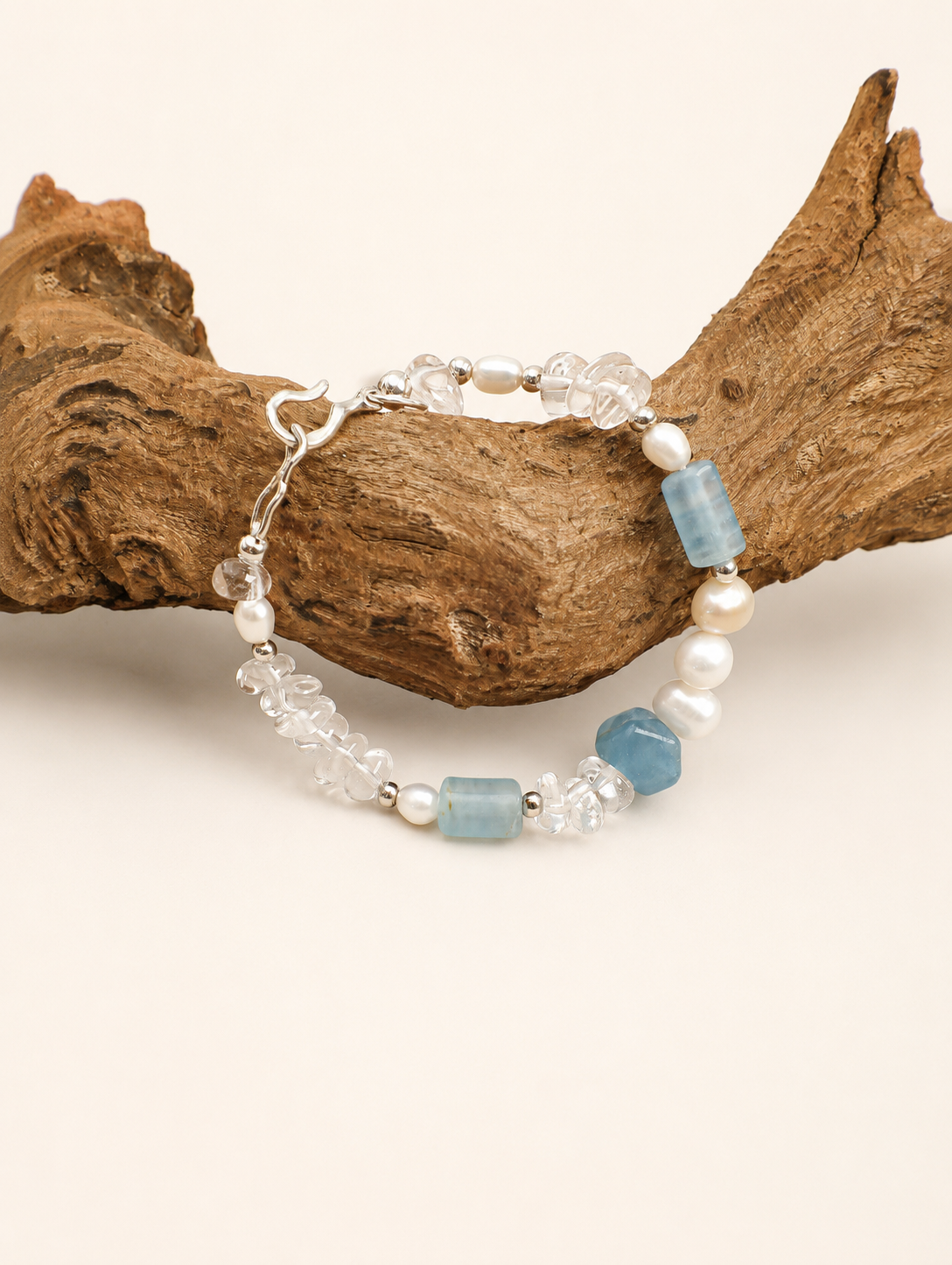 Aquamarine Pearl Bracelet | Handmade Natural Gemstone Jewelry | KAZE